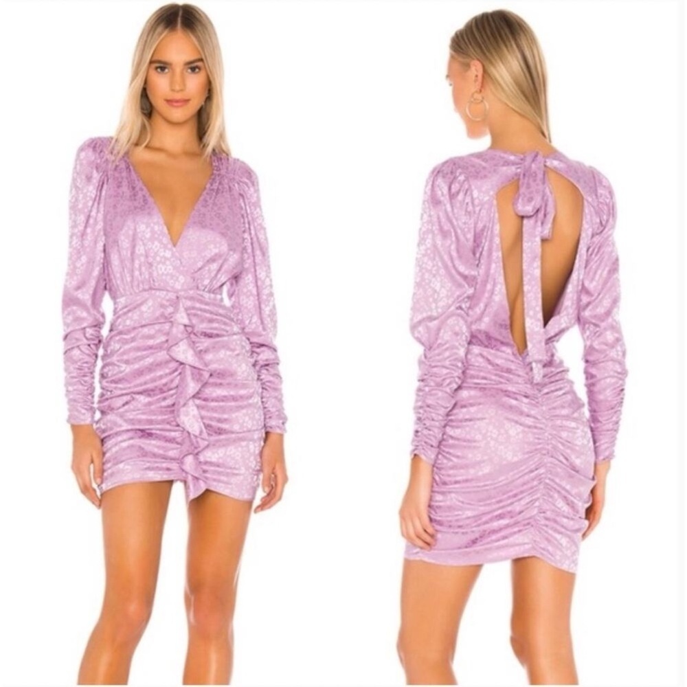 NWT For Love & Lemons Fiji Cross Front Mini Dress Iris Purple Medium